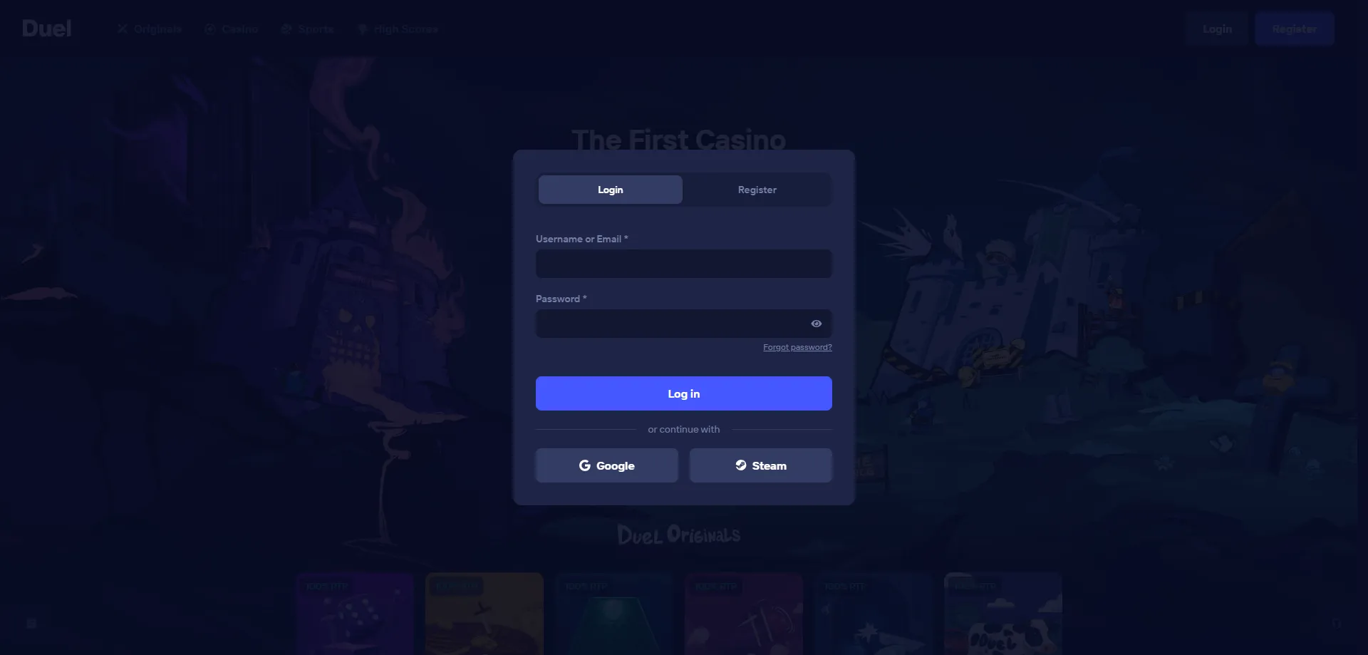 Registro r&aacute;pido en Duel Casino en menos de dos minutos